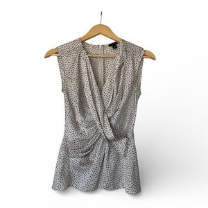 Ann Taylor Sleeveless Twist Front Polka Dot Blouse Top Women's Sz 00